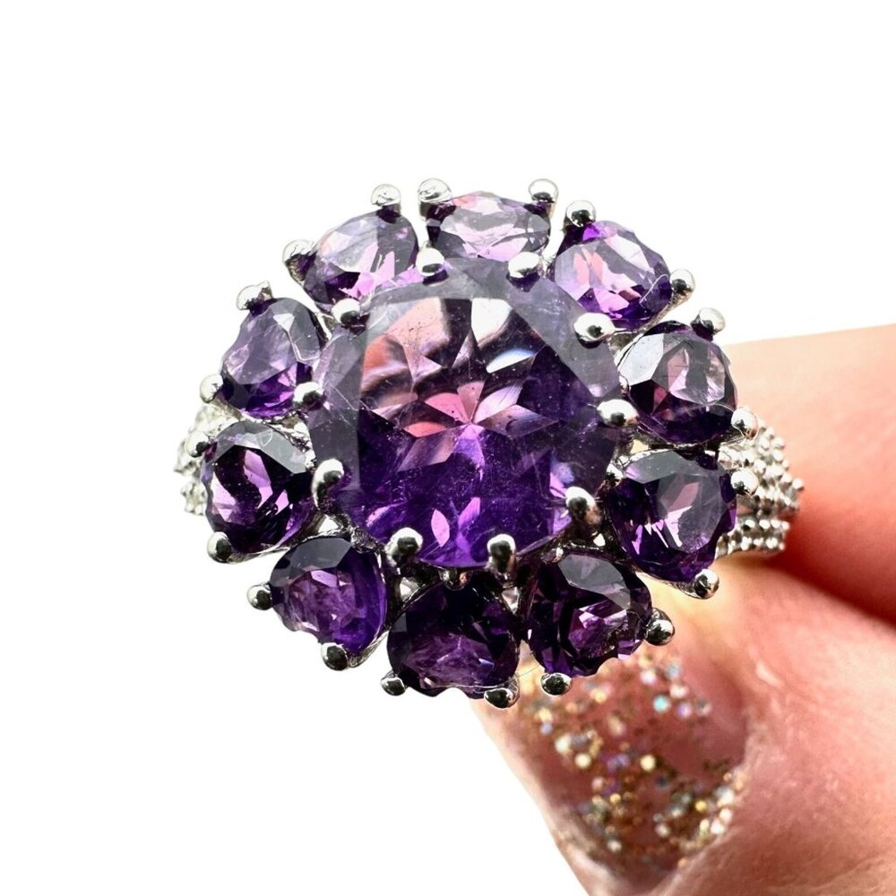 Chuck Clemency Womens Ring Sterling Silver Purple Amethyst Size 7